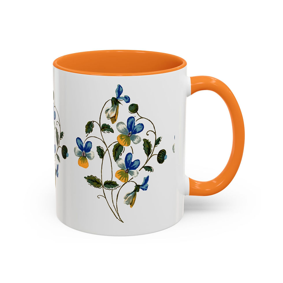 Thumbnail: Vintage Blue Violet Floral Mug — 11oz/15oz Ceramic Coffee Cup
