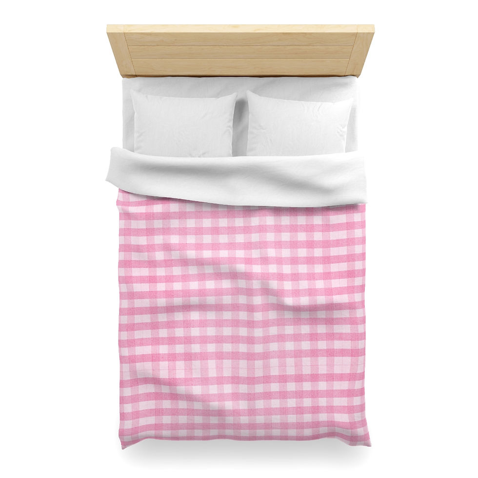 Thumbnail: Gingham PINK Microfiber Duvet Cover