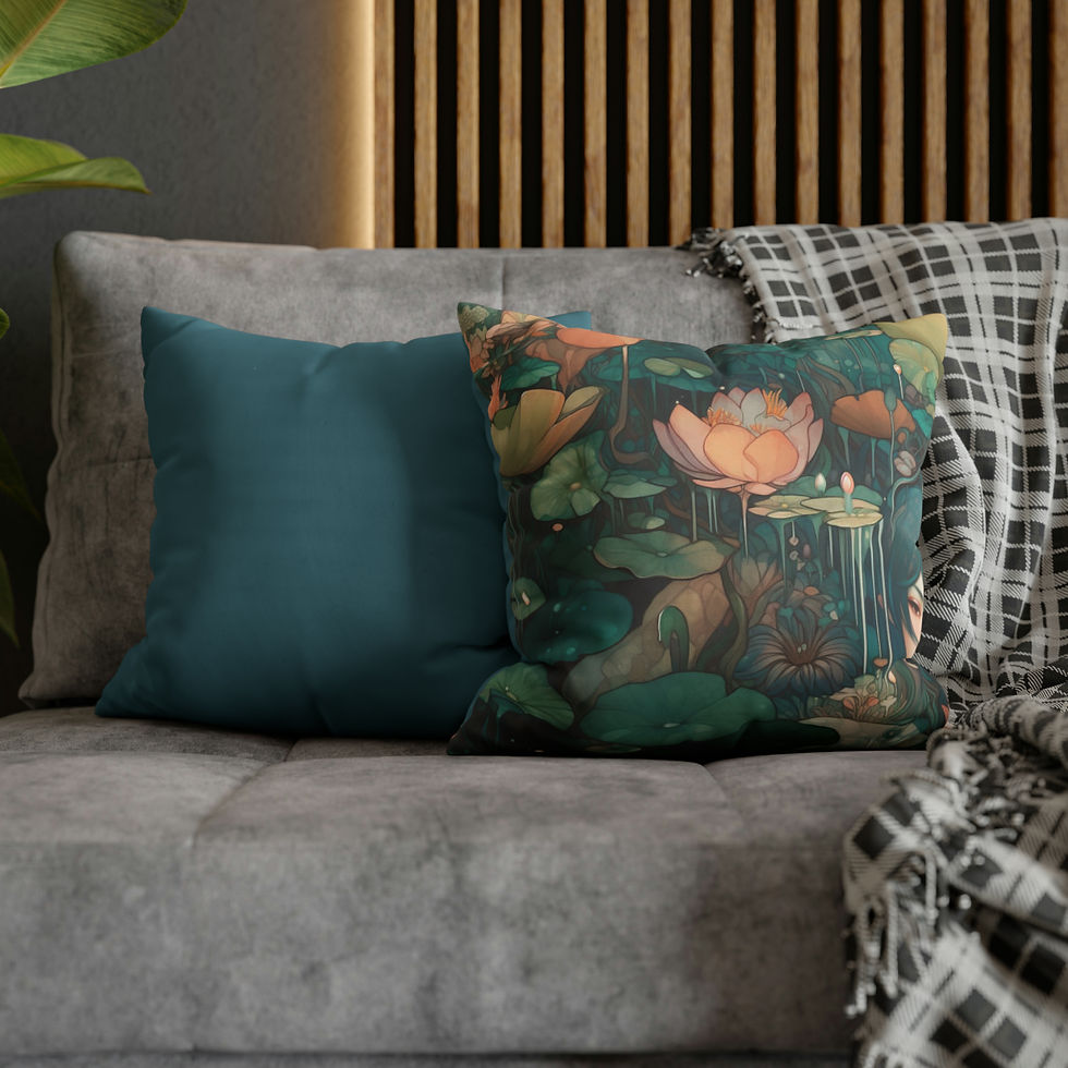 Thumbnail: Water Lily Scene #2 Flowers Spun Polyester Pillowcase