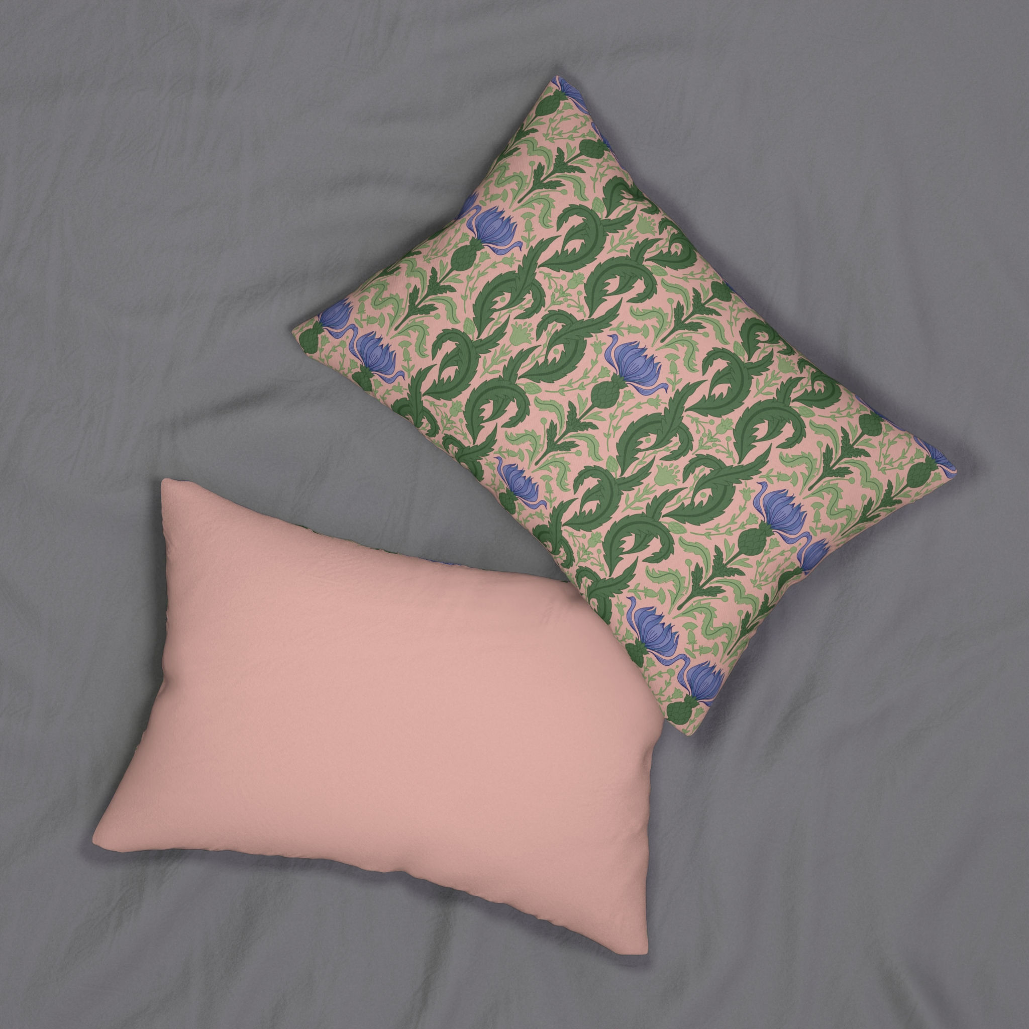 Botanical Pattern Lumbar Pillow - Elegant Floral Home Decor