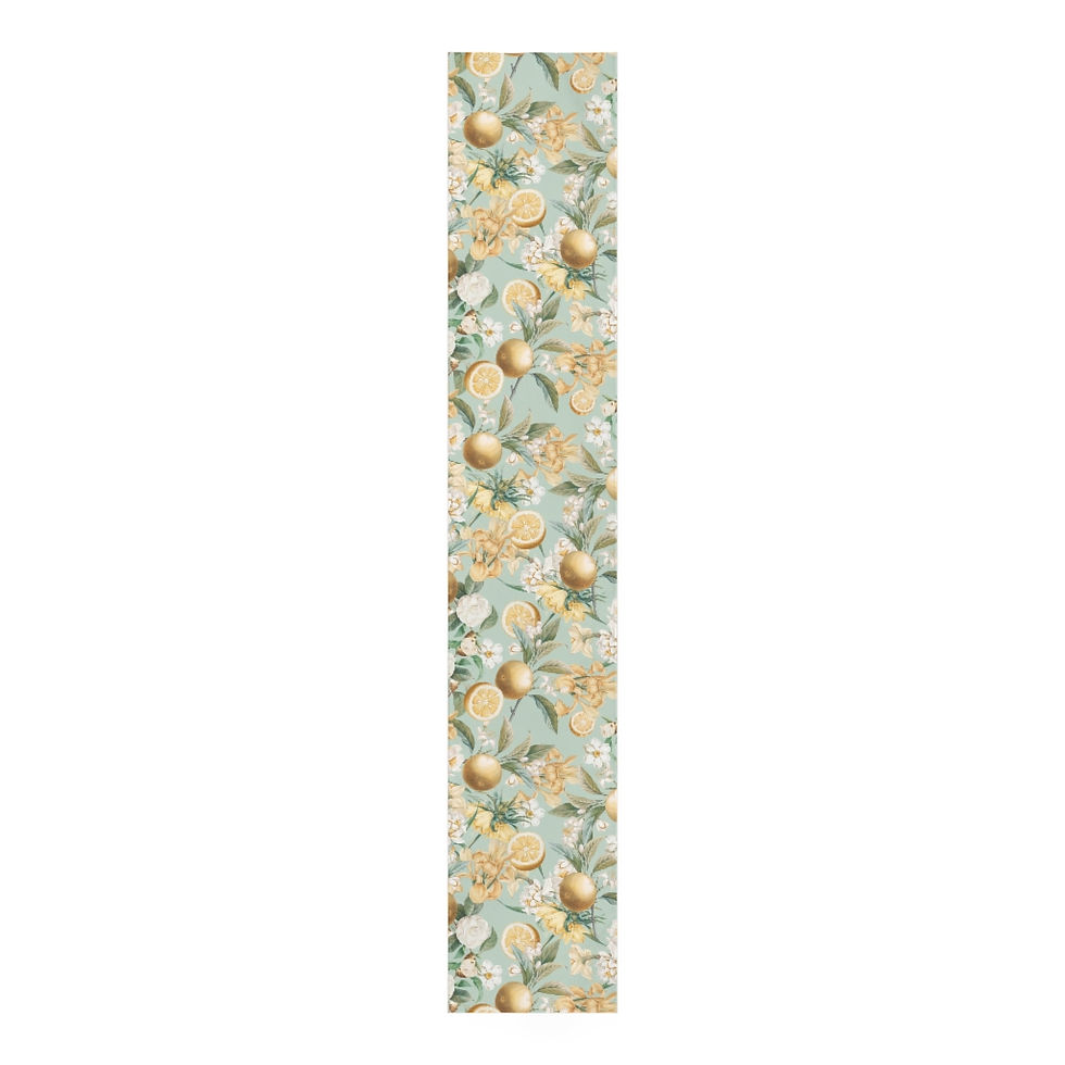 Thumbnail: Traditional Lemon and Floral on Sage Table Runner