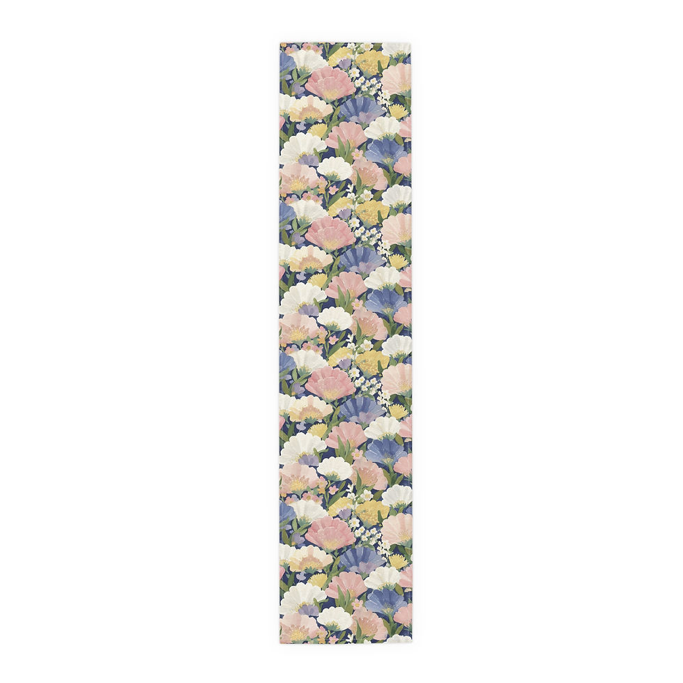 Thumbnail: Floral Sringtime Watercolor Table Runner — Pastel Peony & Anemone Dining Decor