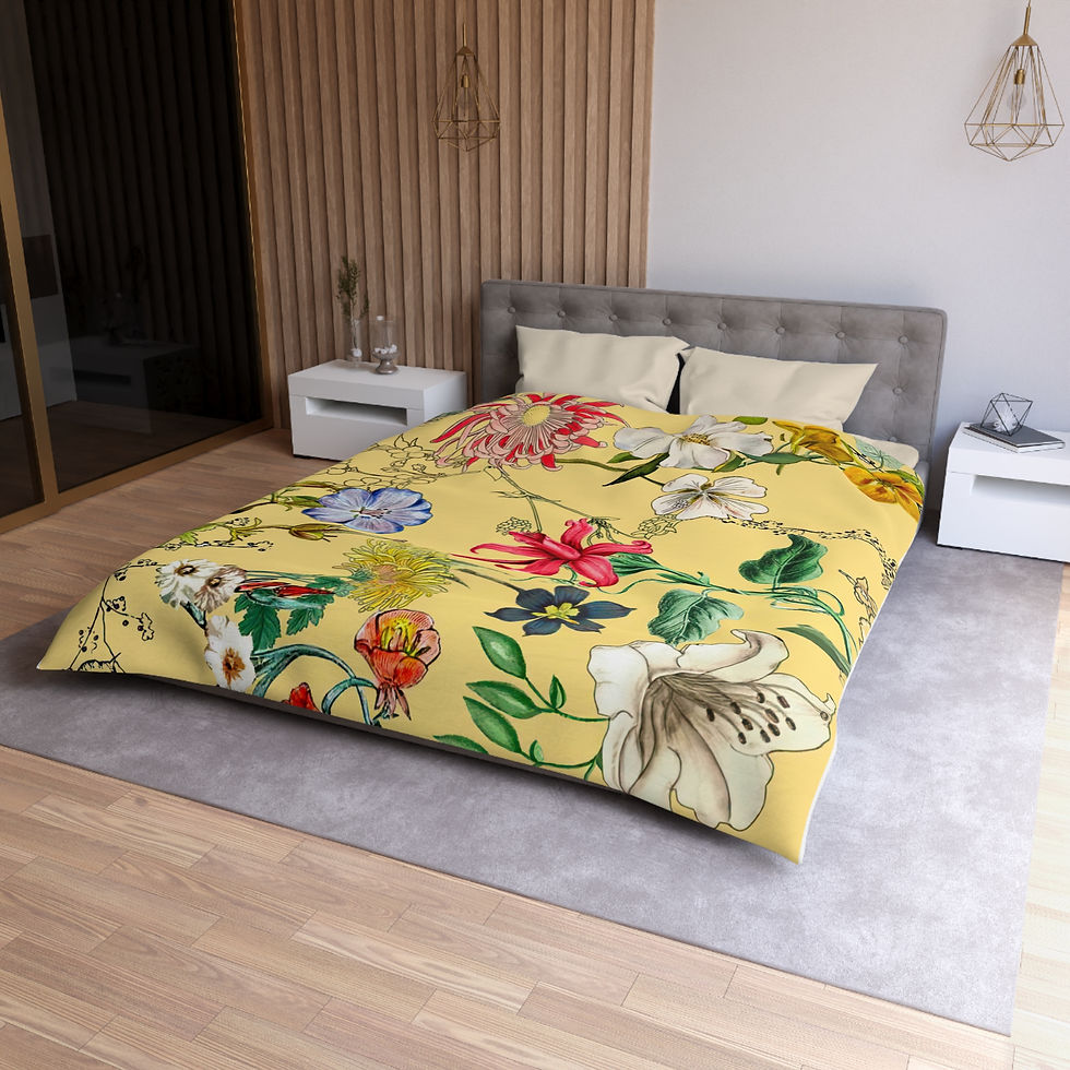 Thumbnail: Floral Vintage Yellow Microfiber Duvet Cover