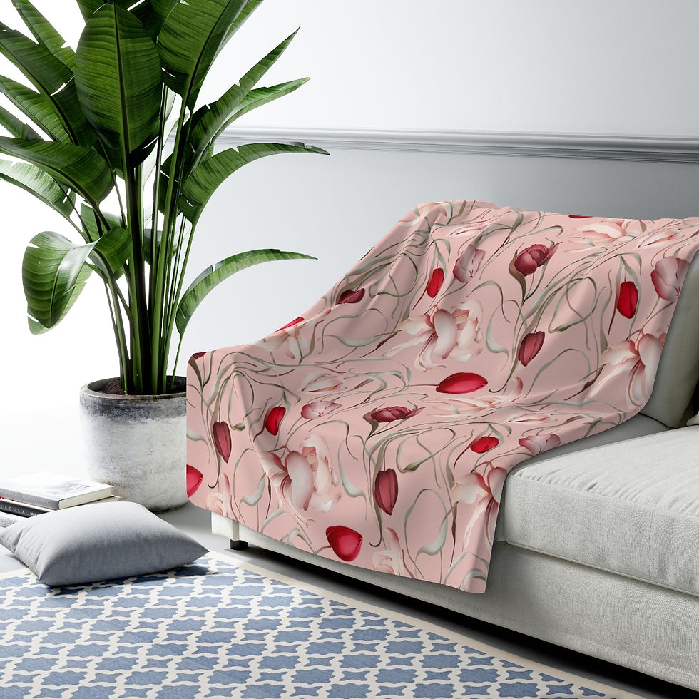 Thumbnail: Sulė Tulips Blush Sherpa Fleece Blanket