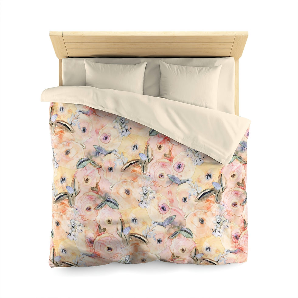Thumbnail: Abstract Peachy Roses Microfiber Duvet Cover