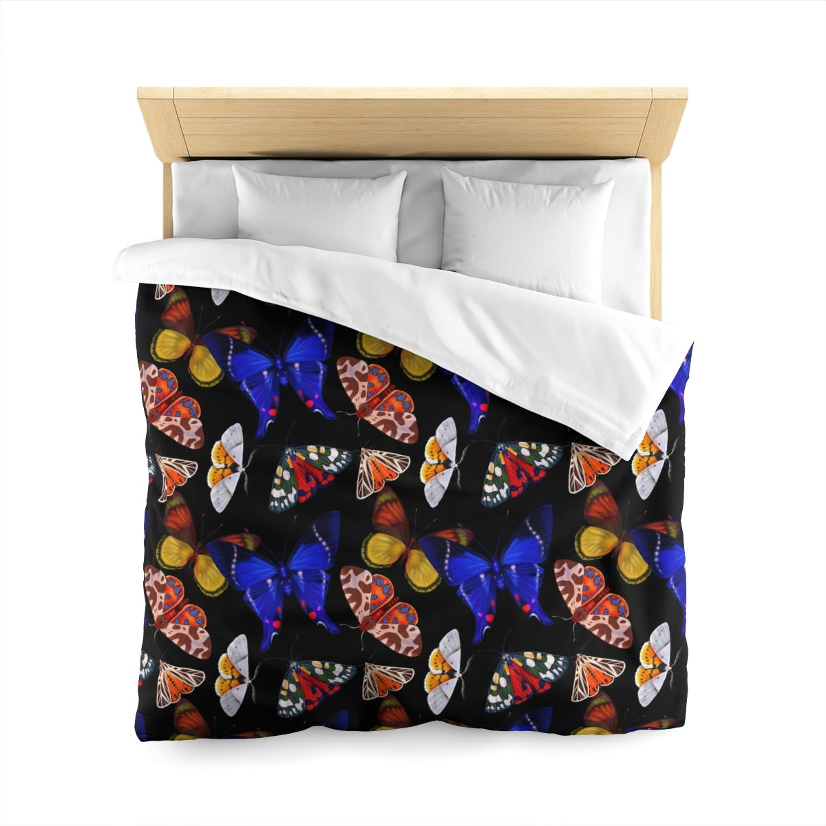 Dark Butterfly Garden Microfiber Duvet Cover