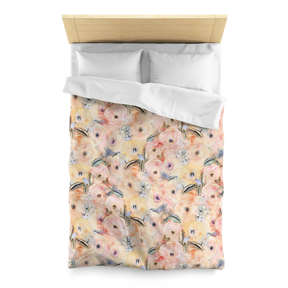 Thumbnail: Abstract Peachy Roses Microfiber Duvet Cover