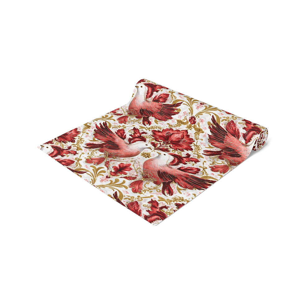 Thumbnail: Vintage Floral Dove Table Runner — Cotton/Poly Decorative Dining Accent