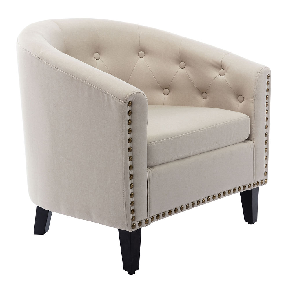 Thumbnail: linen Fabric Tufted Barrel ChairTub Chair for Living Room Bedroom Club Chairs