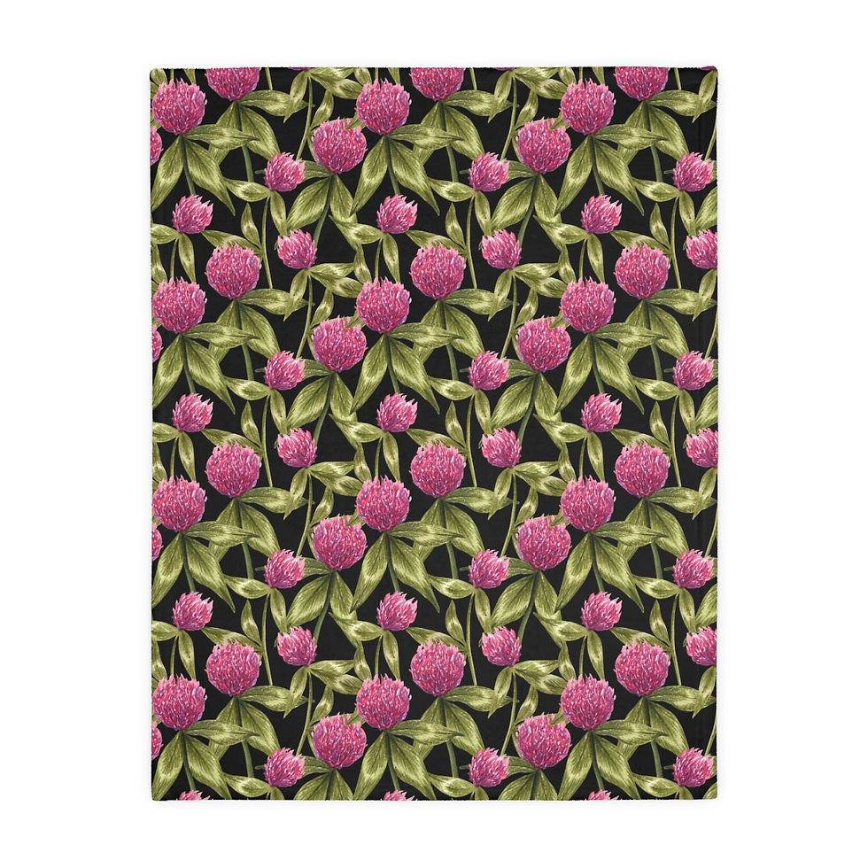 Thumbnail: Herb Red Thistle Reversible  Velveteen Minky Blanket (Two-sided print)