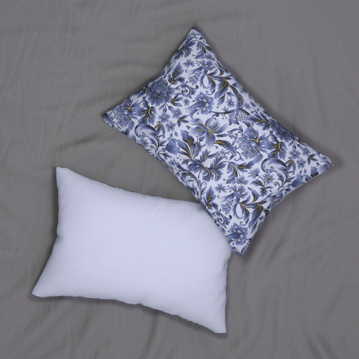 Blue Bailey Spun Polyester Lumbar Pillow