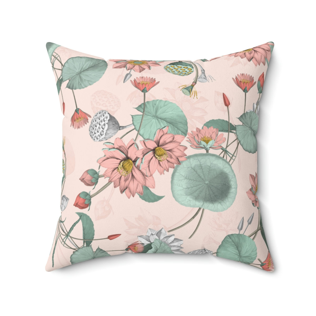 Nelumbo (Blush) Spun Polyester Square Pillow