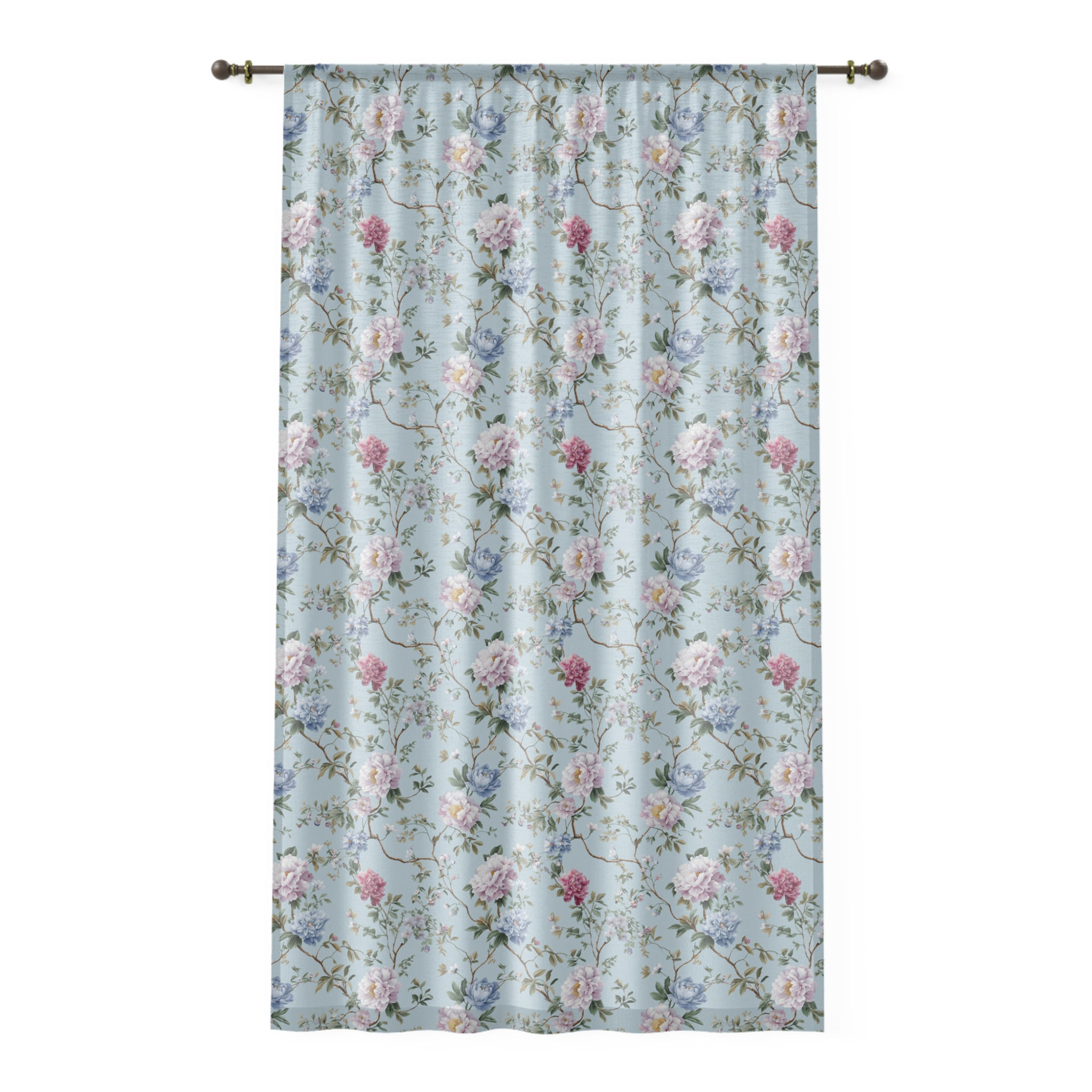 Blue Floral Delight Window Curtain | Elegant Home Decor
