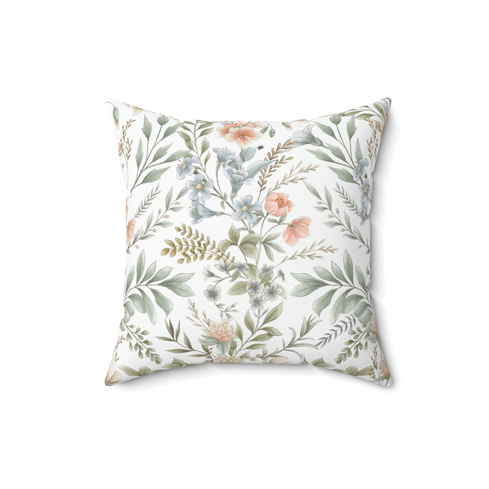Thumbnail: Delicate Floral 2 Spun Polyester Square Pillow