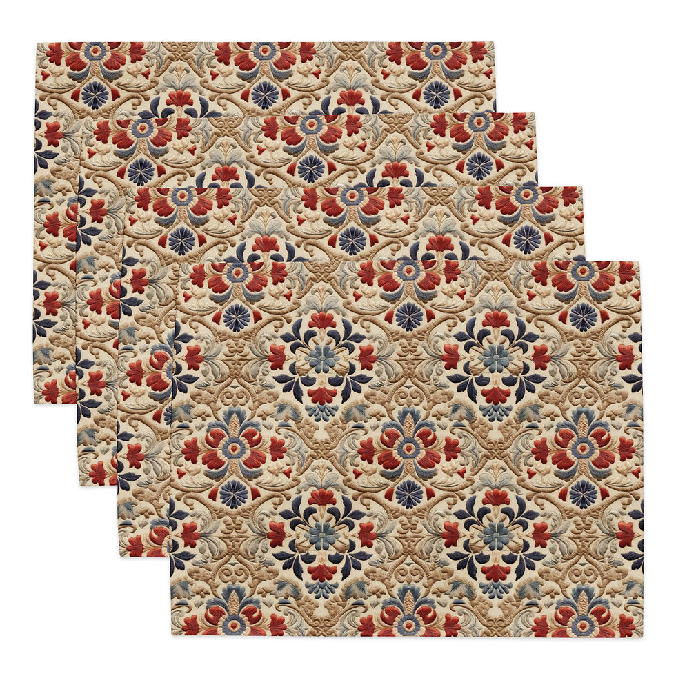 Thumbnail: Print "Embroidery"  Red Floral Placemat Set copy