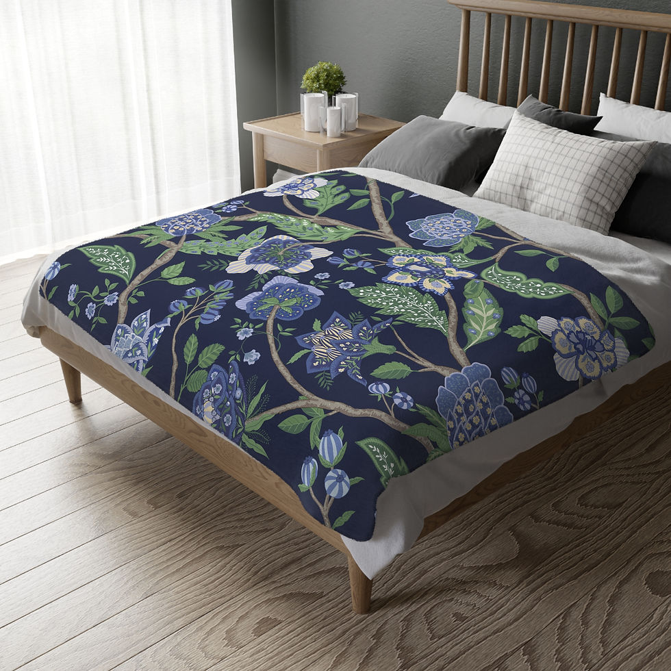 Thumbnail: Mughal Gardens Delights Velveteen Microfiber Blanket (Two-sided print)