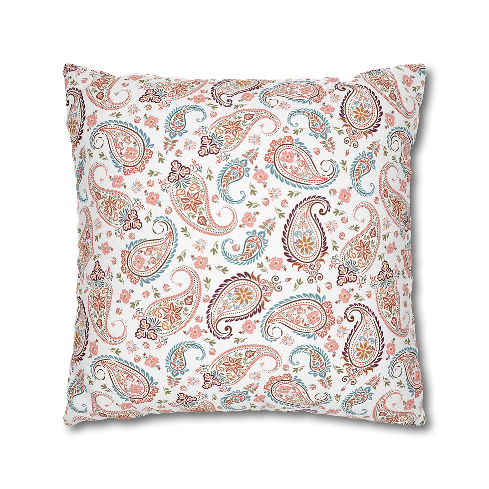 Thumbnail: Paisley Decorative Pillowcase — Floral Boho Square Cushion Cover