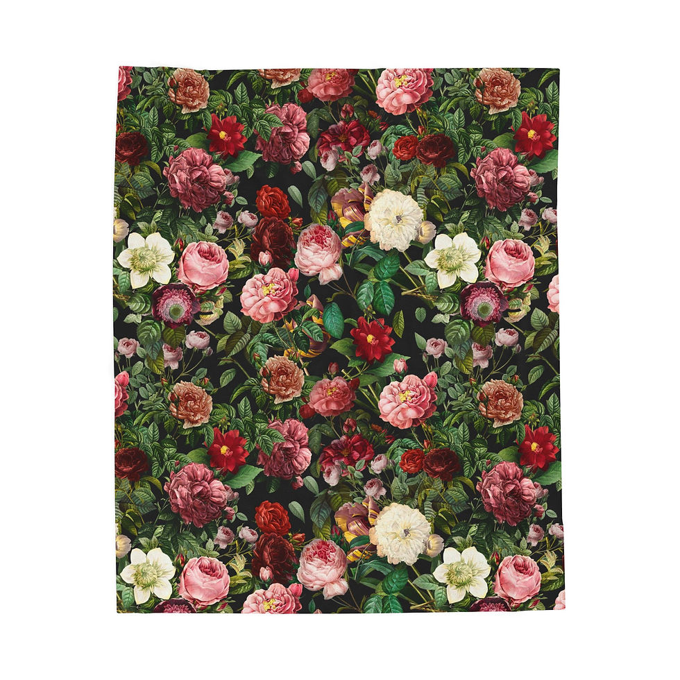 Thumbnail: Vintage Floral Velveteen Plush Blanket – Cozy Rose Garden Throw