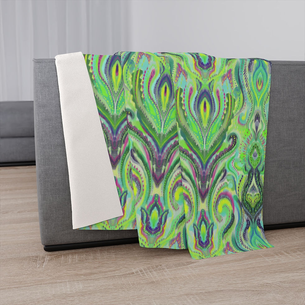 Thumbnail: Paisley Green  Sherpa Blanket