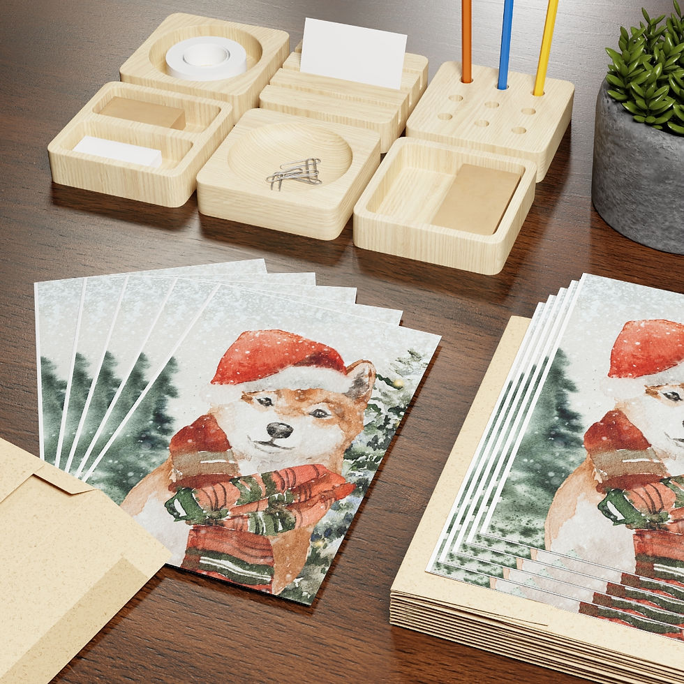Thumbnail:  Christmas Doggie Greeting Cards (1 or 10-pcs)