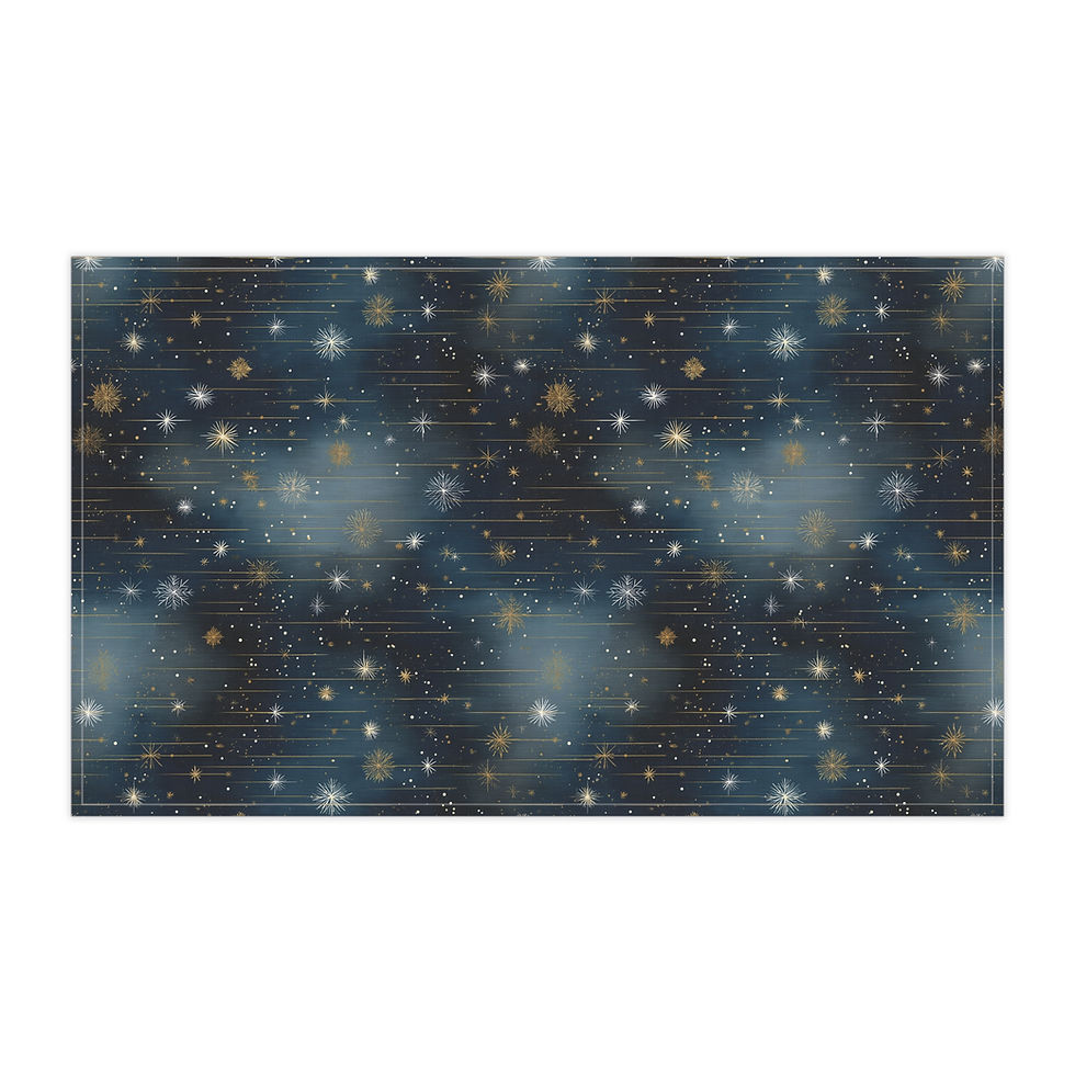 Thumbnail: Starry Night Holiday Tea Towel — Festive Snowflake Kitchen Linen