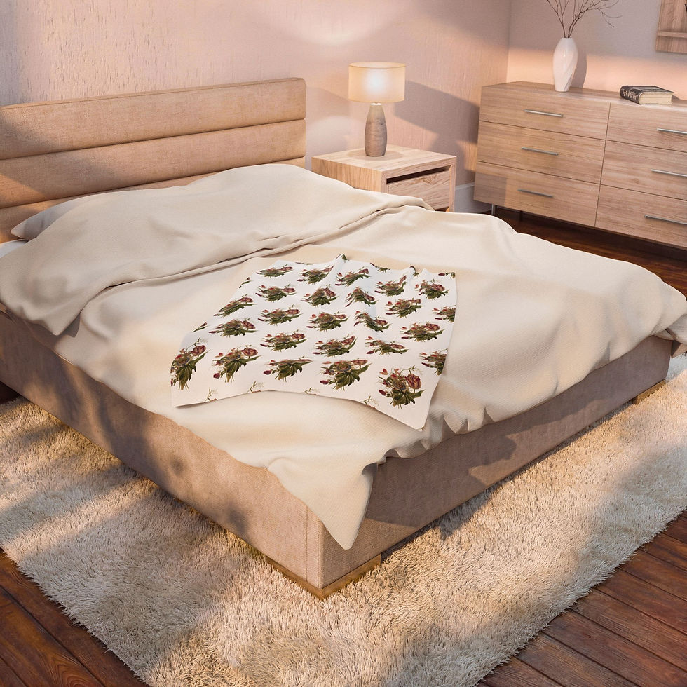 Thumbnail: Vintage Floral Velveteen Plush Blanket — Vintage Rose Pattern Cozy Throw