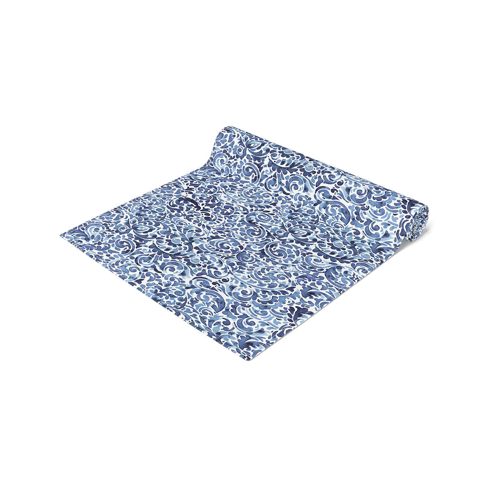Thumbnail: (Elephant) Blue Floral Table Runner - Cotton/Poly, Dining Decor