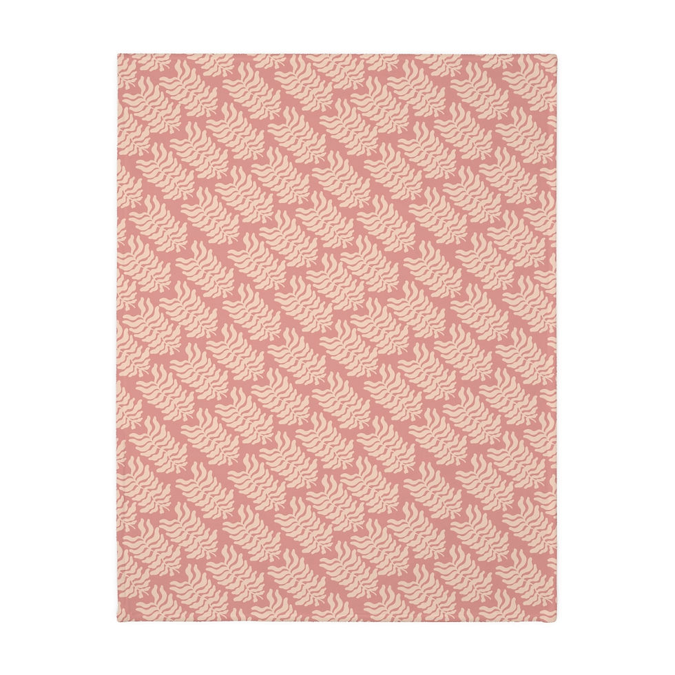 Thumbnail: Peach Shells Flowers Velveteen Minky Blanket (Two-sided print)
