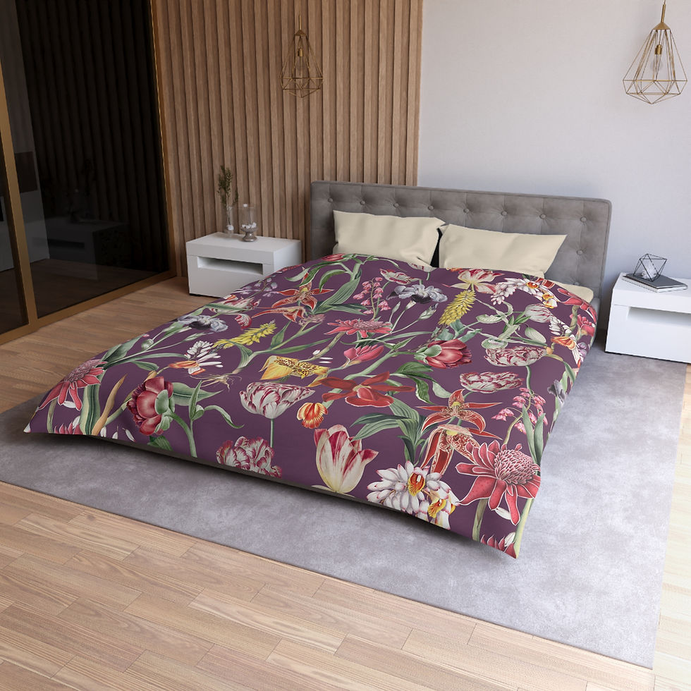 Thumbnail: Velvet Floral (Merlot) Elegance Microfiber Duvet Cover 