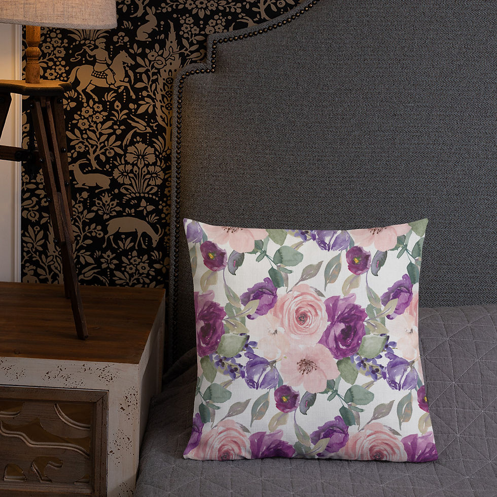 Thumbnail: Purple Floral Spring Premium Pillow