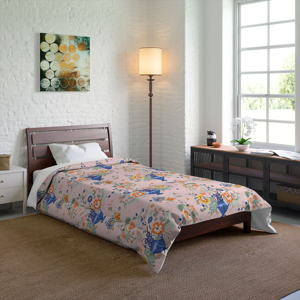 Thumbnail: Cashmere Floral Garden Comforter - Cozy Pastel Bedding for Spring Decor