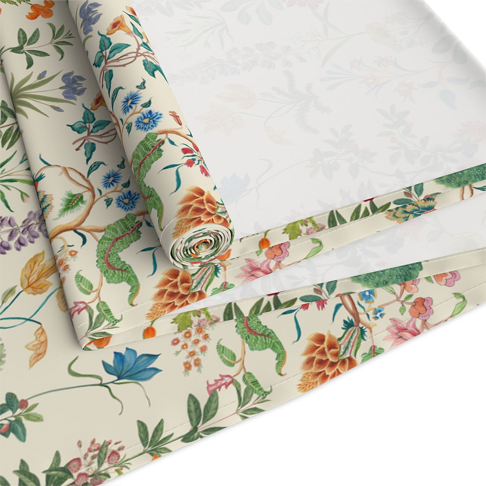 Thumbnail: Pichwai Design Floral  (Creme)Cotton or Poly Table Runner