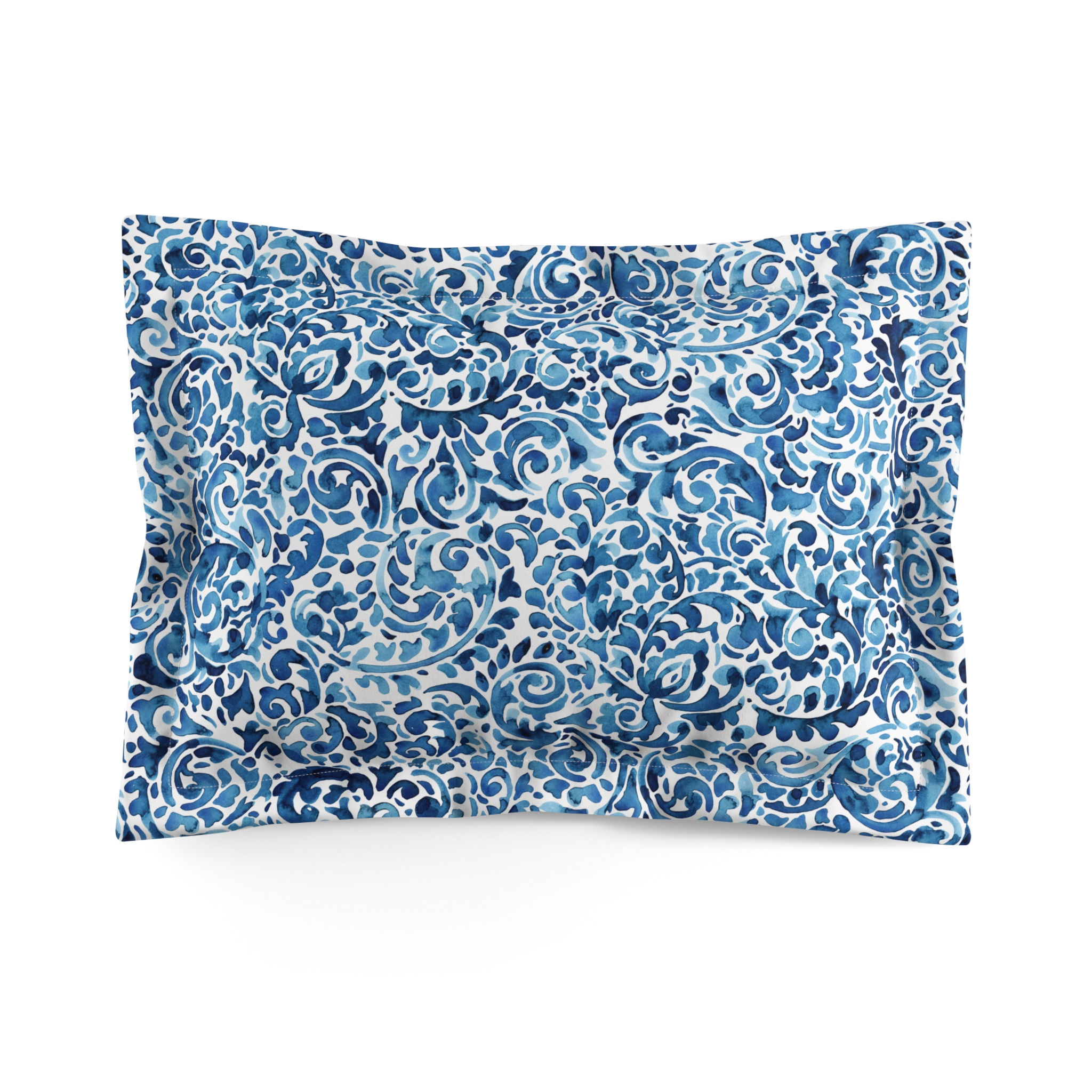 Elephant Yellow/Blue Elegant Blue Patterned Microfiber Pillow Sham