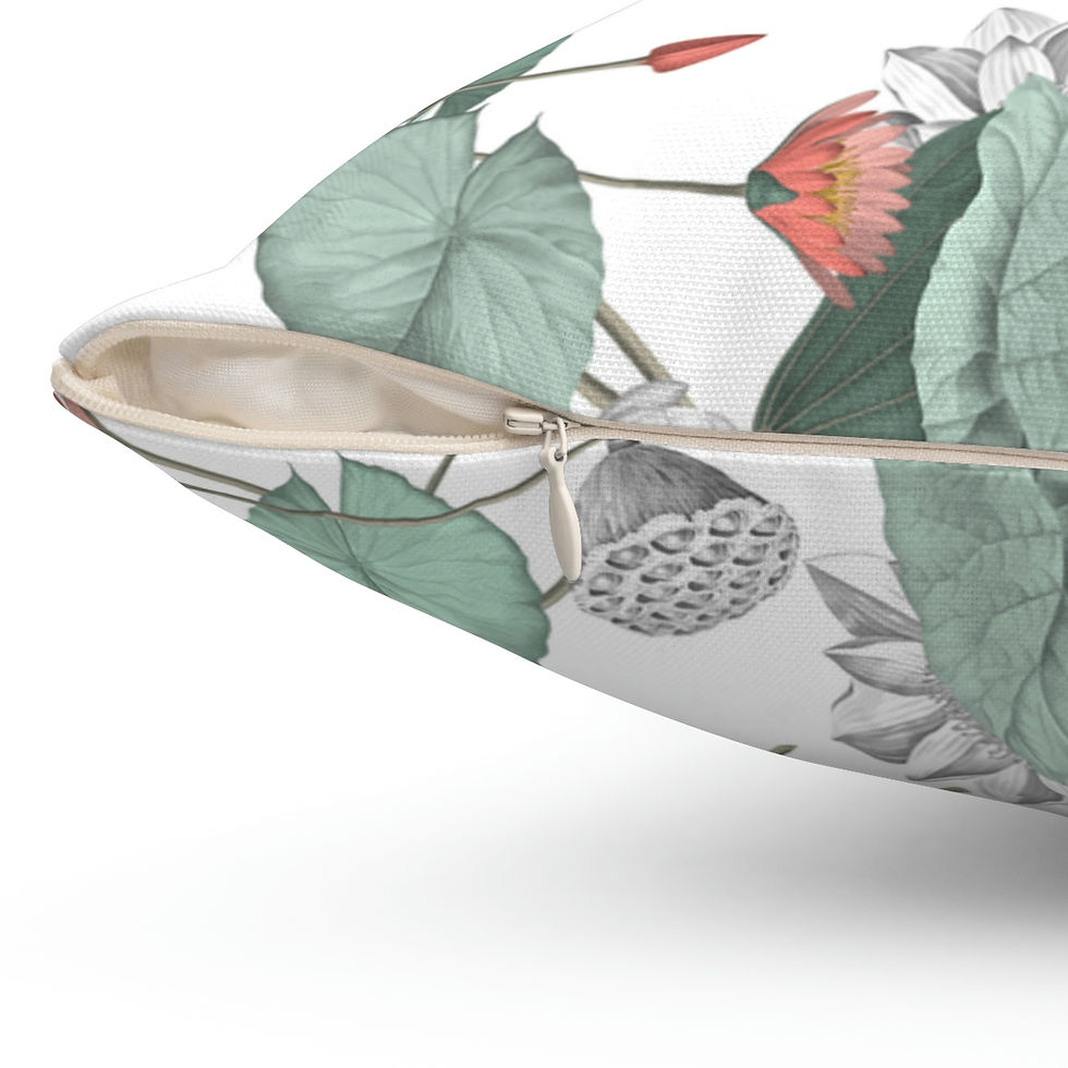 Thumbnail: Nelumbo (White) Spun Polyester Square Pillow