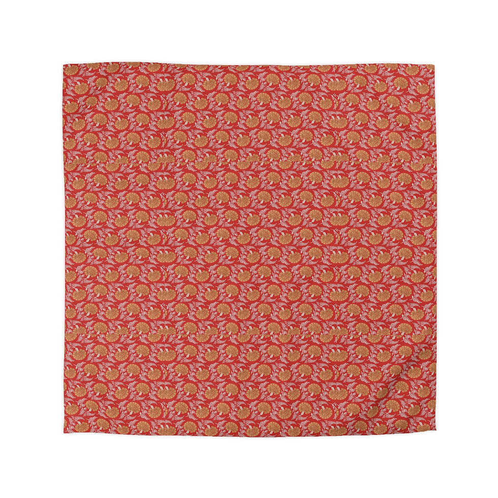 Thumbnail: Floral Swirl Microfiber Duvet Cover — Coral Pink Boho Pattern
