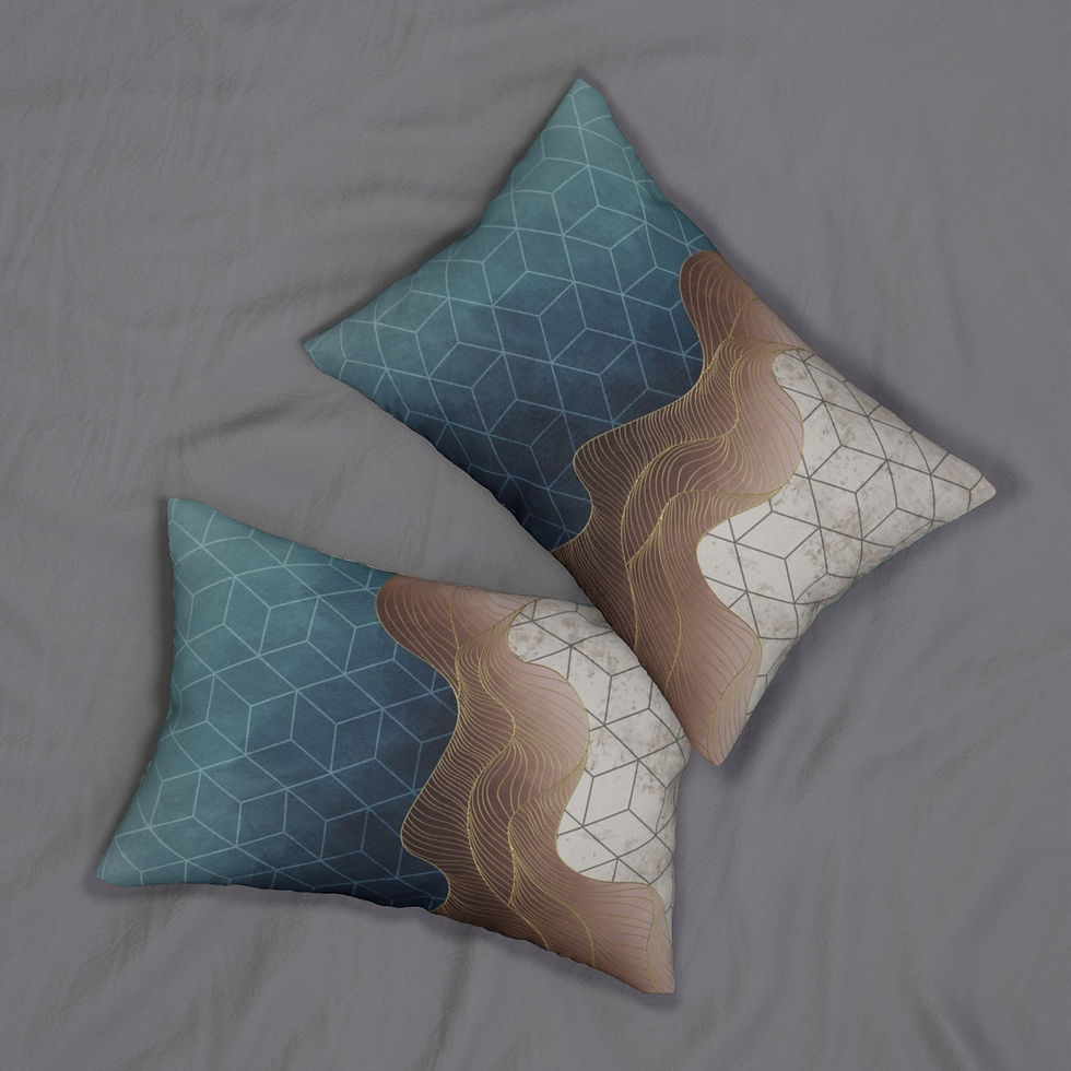 Thumbnail: Geometric Lines Spun Polyester Lumbar Pillow