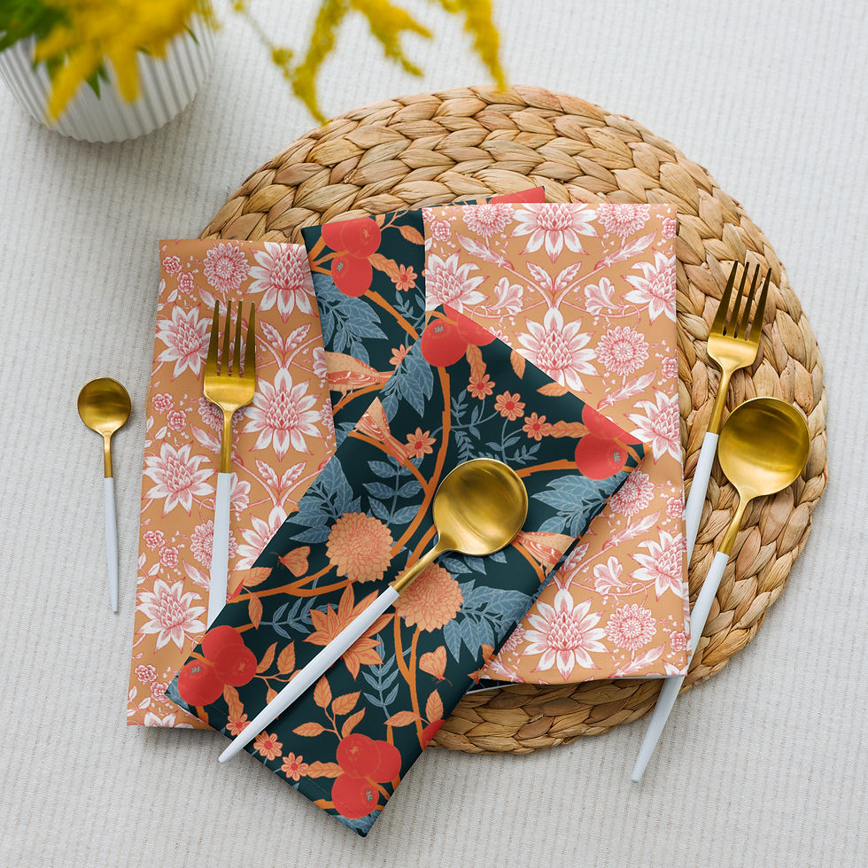 Thumbnail: Morris Birds Orange Cloth napkin set
