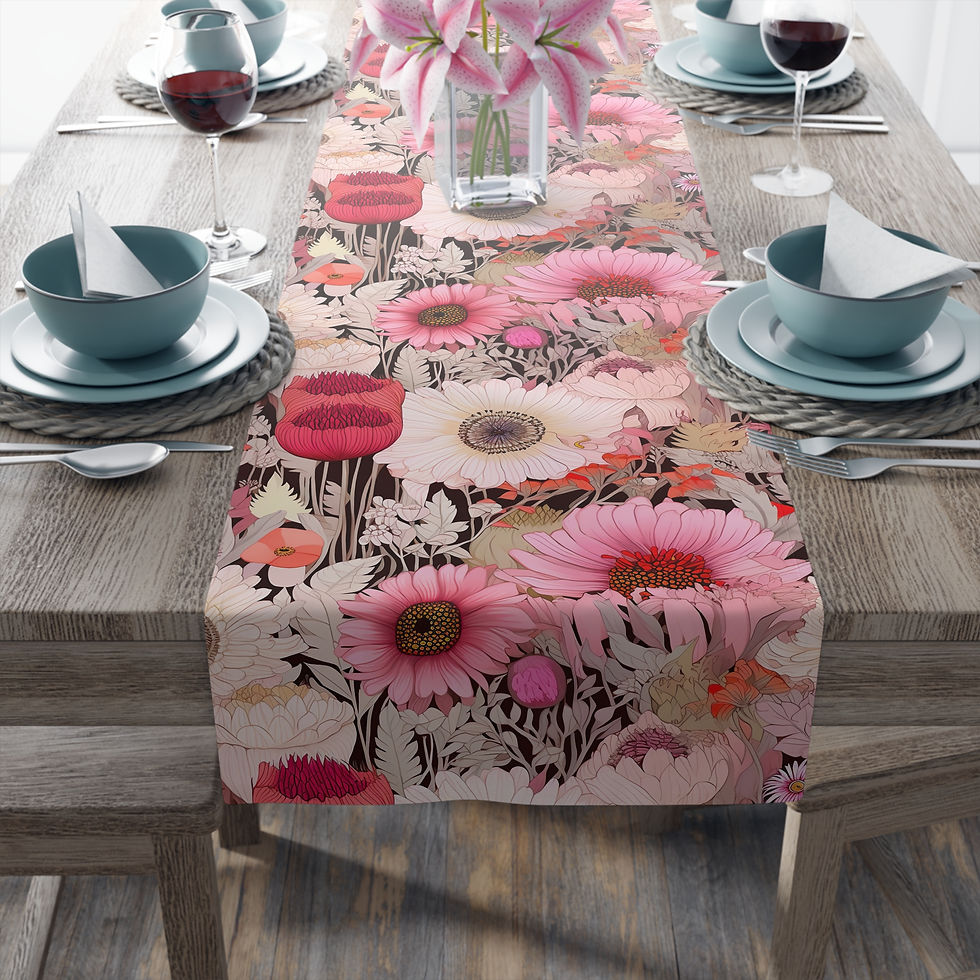 Thumbnail: Modern Floral Pink Daisies Table Runner