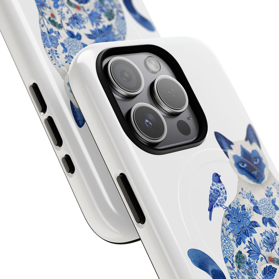 Thumbnail: Blue Floral Siamese Cat Magnetic Phone Case