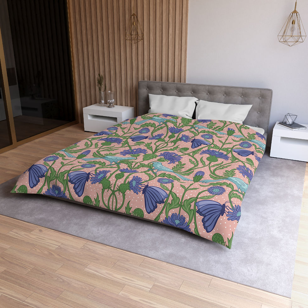 Thumbnail: Floral Paradise Microfiber Duvet Cover - Nature-Inspired Bedding 