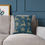 Thumbnail: Golden Reindeer and Stars (Aqua Emerald Green) Spun Polyester Pillow