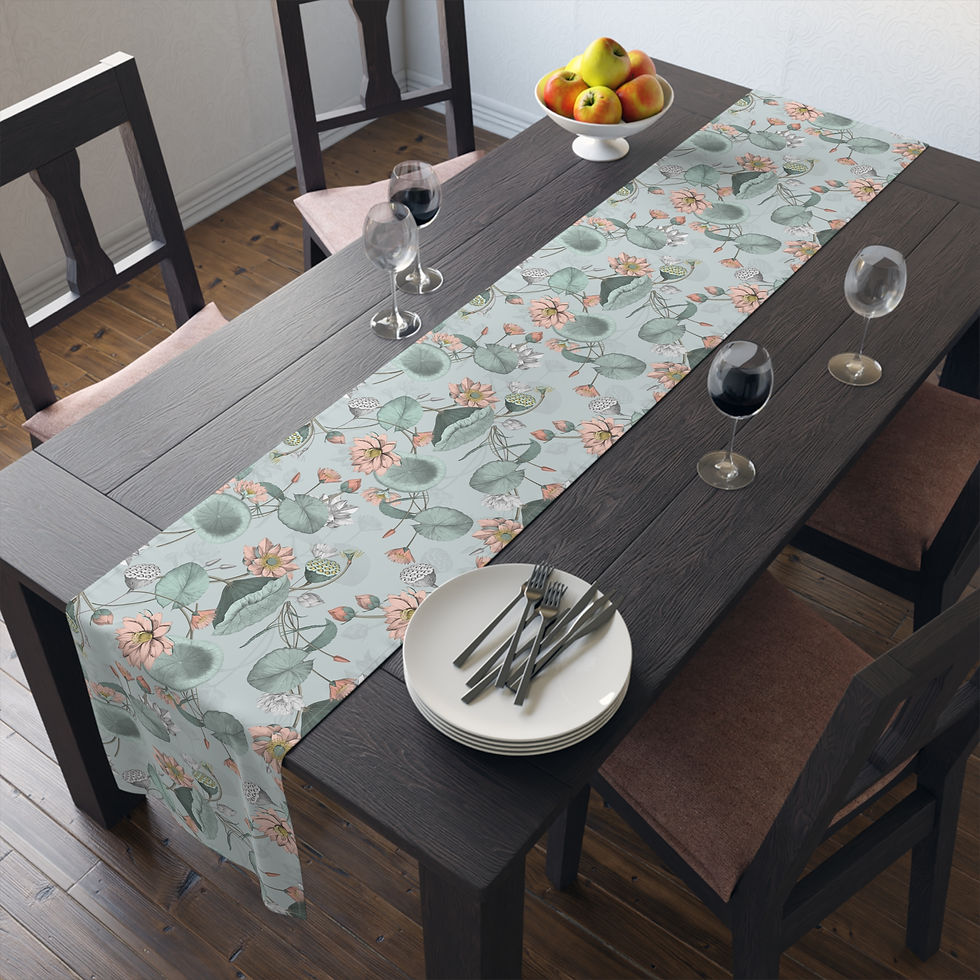 Thumbnail: Nelumbo (Lt Sage) Floral Table Runner 