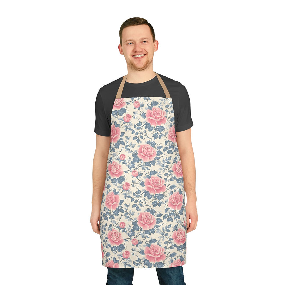 Thumbnail: Vintage Blue Rose Romantic Floral Apron
