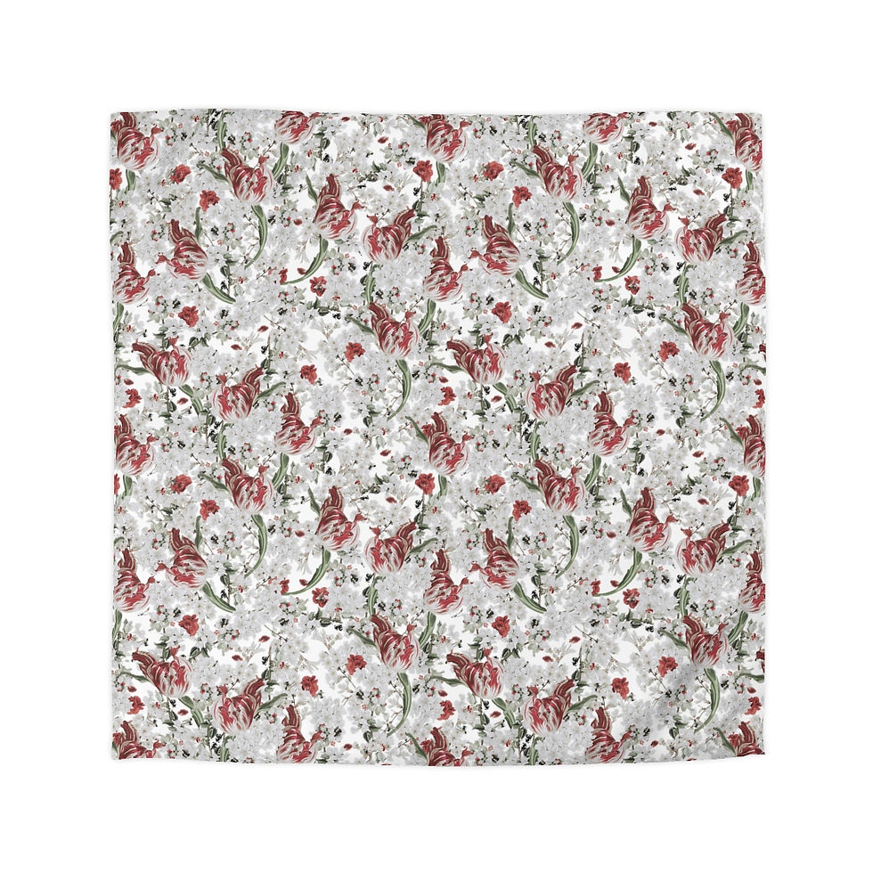 Thumbnail: Holiday Red Tulips Microfiber Duvet Cover
