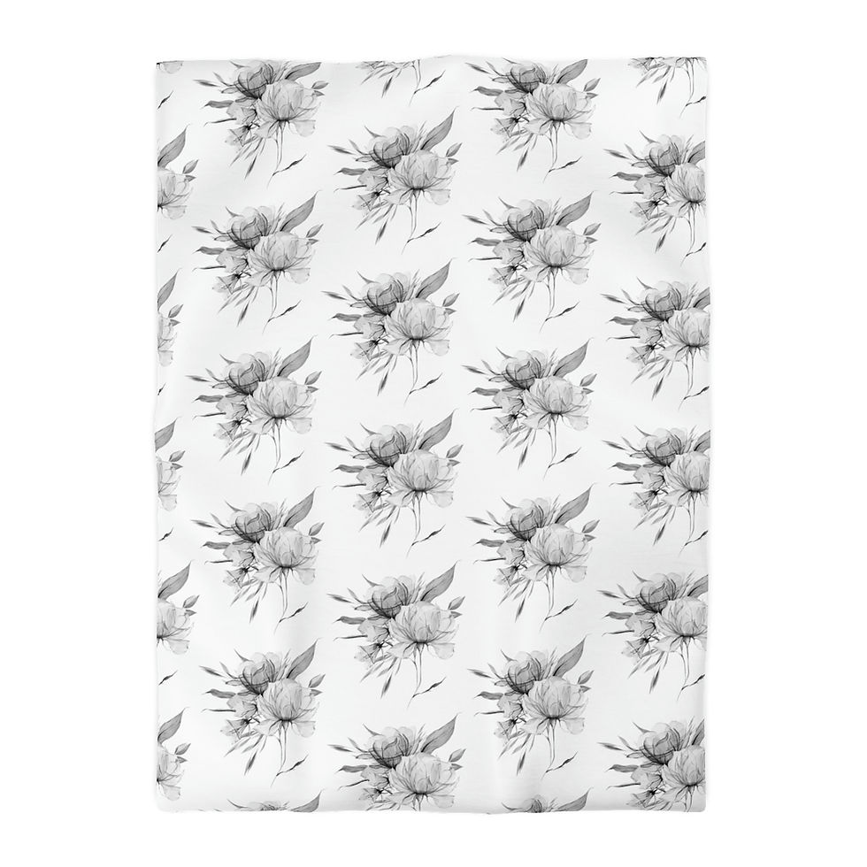 Thumbnail: Monotoned Bouquet Microfiber Duvet Cover