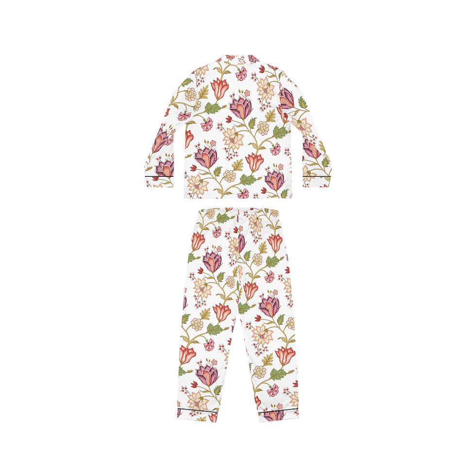 Thumbnail: Floral Satin Pajama Set (white) — Women's white Pink Botanical Sleepwear