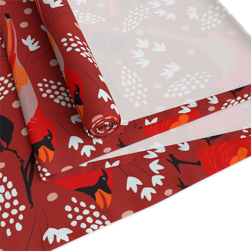 Thumbnail: Bird Pattern Table Runner — Terracotta Floral Cotton-Poly Dining Decor