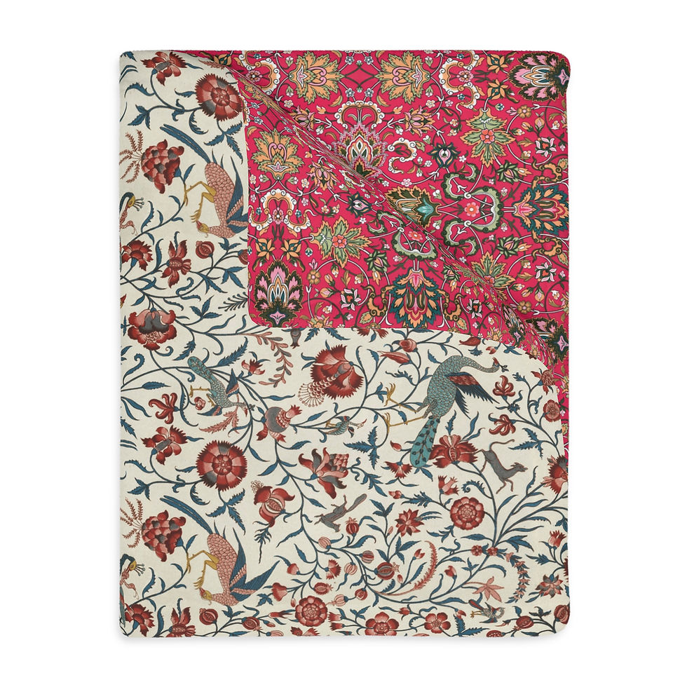 Thumbnail: Velveteen Microfiber Blanket - Indian Inspired Garden (2-Sided Print)