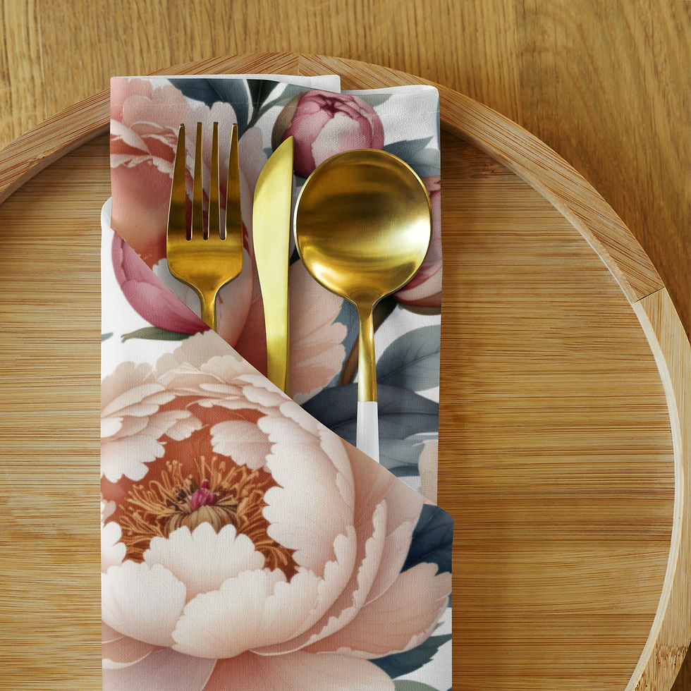 Thumbnail: Blush Peonies Cloth napkin set