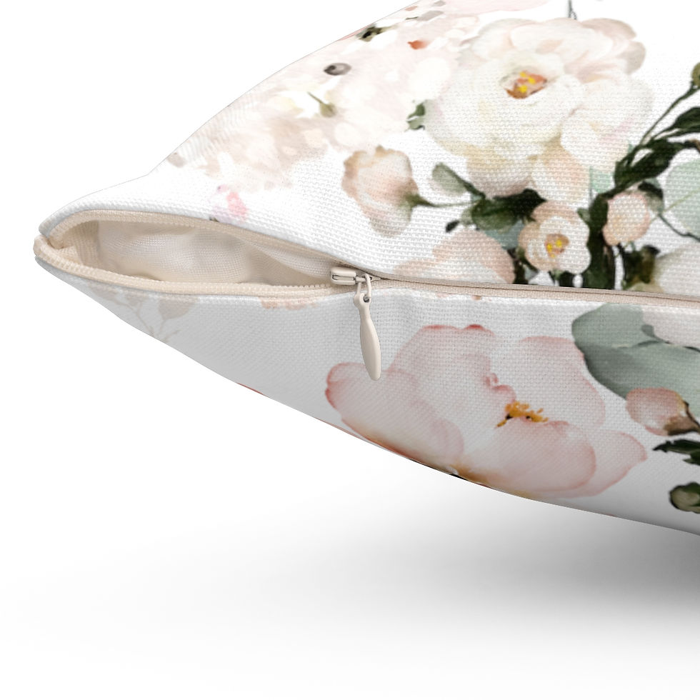 Thumbnail: Soft Pink Floral Spun Polyester Square Pillow
